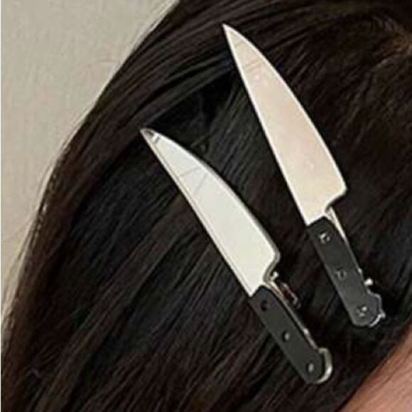 Goth Knife Hair accessory Horror, Spooky, Silver & Black Color, Costume - Picture 1 of 4